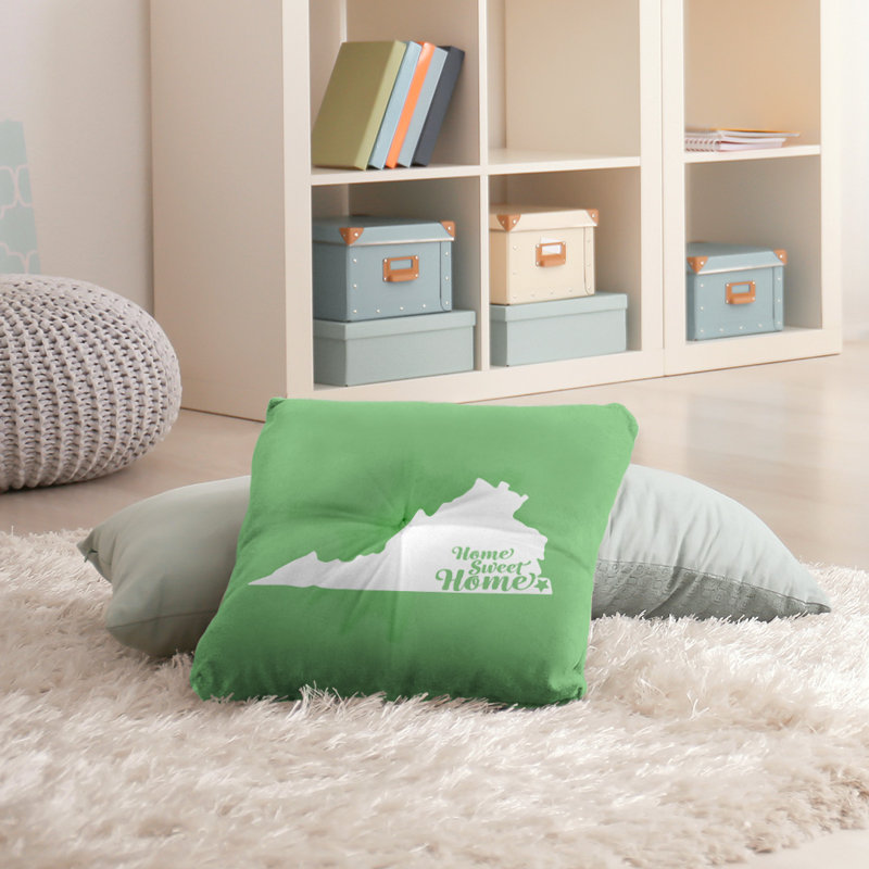 Coussin Sweet Home, 30 po x 30 po, Vert, Virginia Beach