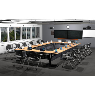 Alcala 16 Person Training Meeting Seminar Tables with Modesty Panels, 16 Chairs Complete 24 pc Set