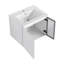 Meuble-lavabo mural compact avec lavabo en céramique, blanc brillant et verre gris