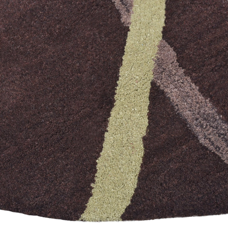 Chever Hand Tufted Wool Eco-Friendly Area Rugs - Round, Brown Color, Contemporary Modern Design, High Pile Thick Handmade Anti Skid Area Rugs for Living Room, Bed Room
