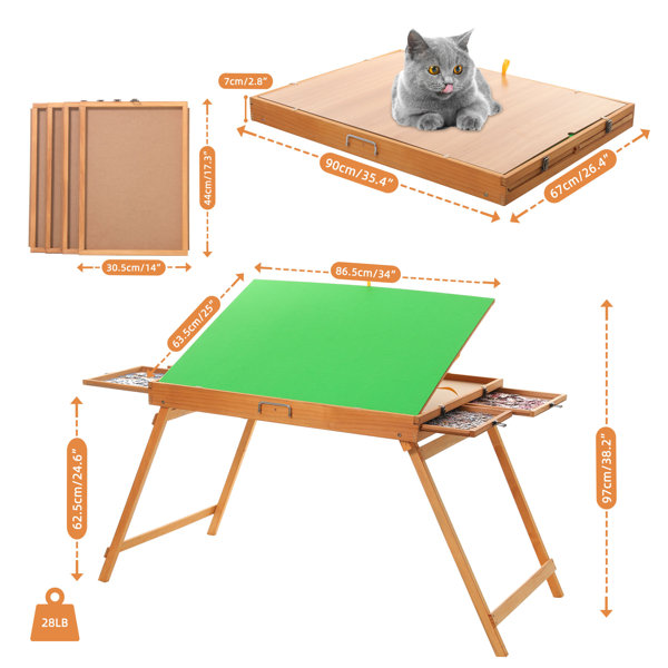 Fanwer Jigsaw Puzzle Tables with Metal Legs and Tilting Board 1500/1000 Pcs  34 x 26 & Reviews