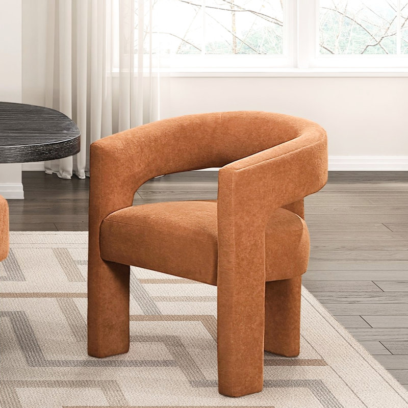 Chaises d'appoint contemporaines orange de 2 avec revêtement bouclé confortable pour la salle à manger, structure en contreplaqué, poids de 250 lb, 24 po x 23 po x H 29,5 po, aucun assemblage requis, tissu 2, revêtement de luxe doux, nécessaire