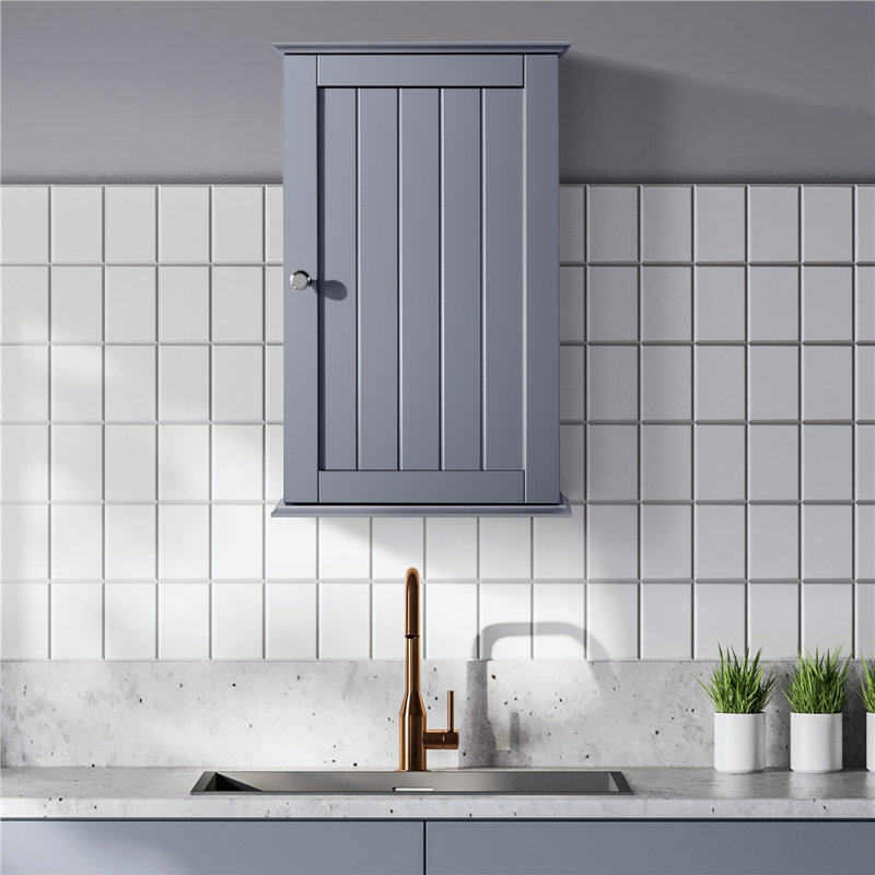 Wall Bathroom Cabinet with Single Door, Grey