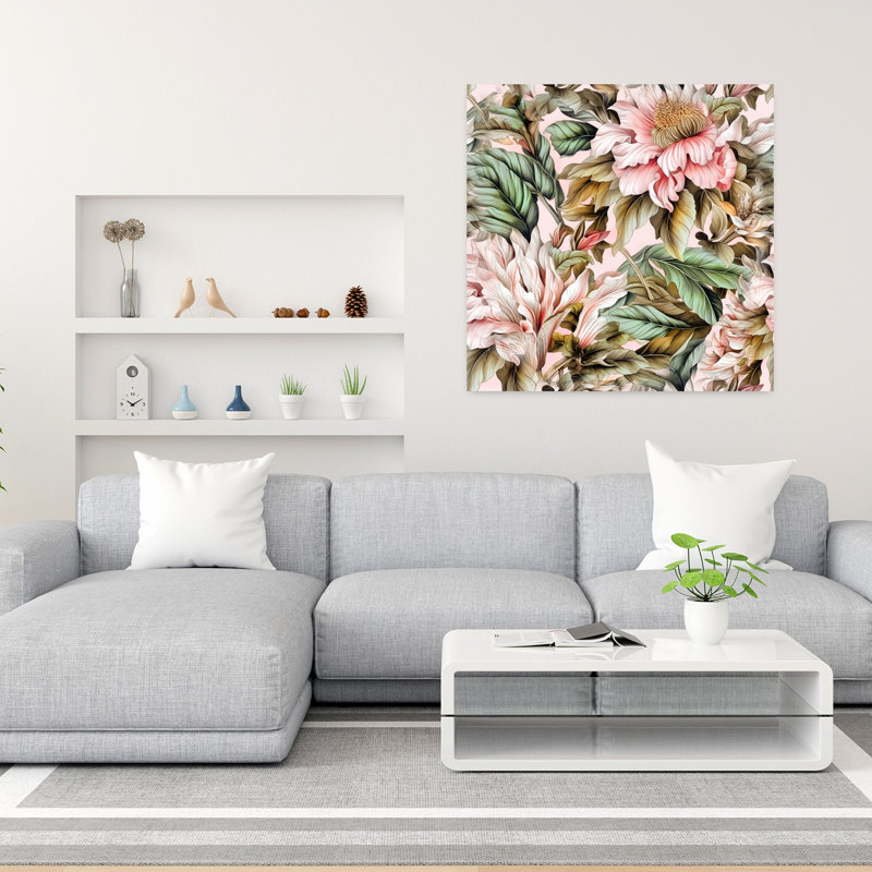 Art contemporain, art abstrait fleur naturelle, H 36 po x l 36 po