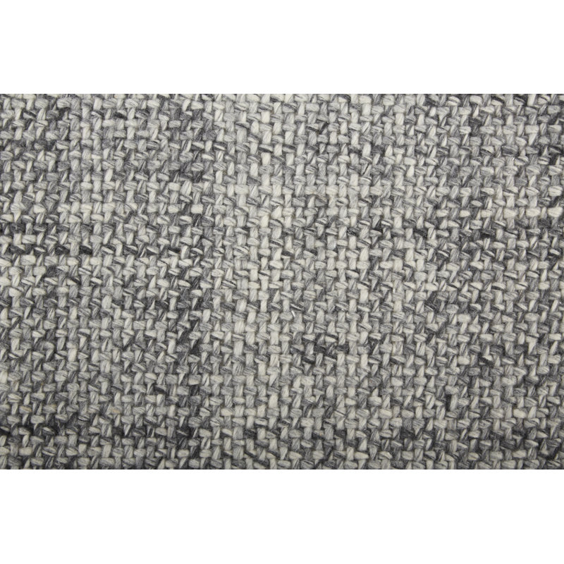 Tapis rectangulaire en polyester tissé à plat à la main gris / ivoire Fleurette, Rectangle 12 pi x 15 pi