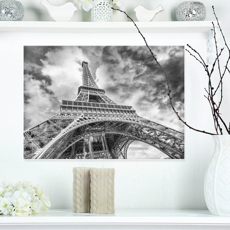 Black and White Paris Eiffel Tower Canvas Print, 12" x 20"