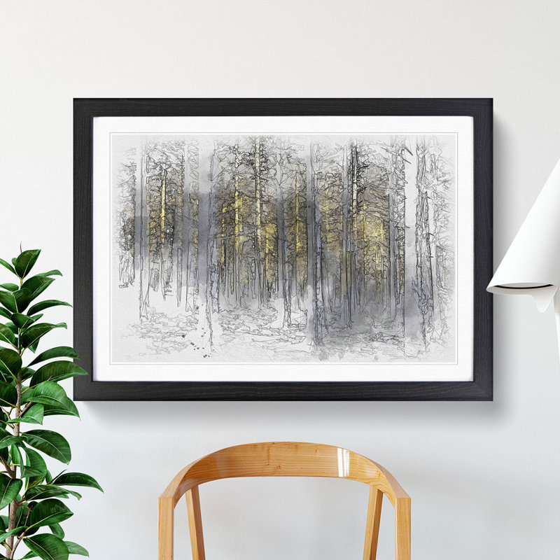 Sunlight Forest Vol.4 Sketch - Picture Frame Graphic Art, 36cm H x 48cm W x 2cm D, Black
