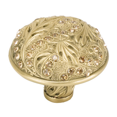 EDGAR BEREBI GLENDALE KNOB DECORATED WITH LIGHT COLORADO TOPAZ SWAROVSKI CRYSTALS IN FLORENTINE GOLD PLATE