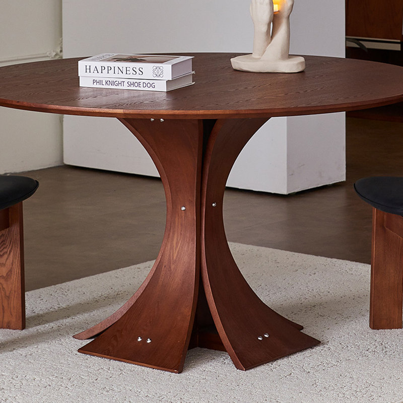 Table ronde multifonctionnelle brun foncé durable, H 29,52 po x L 47,24 po x l 47,24 po