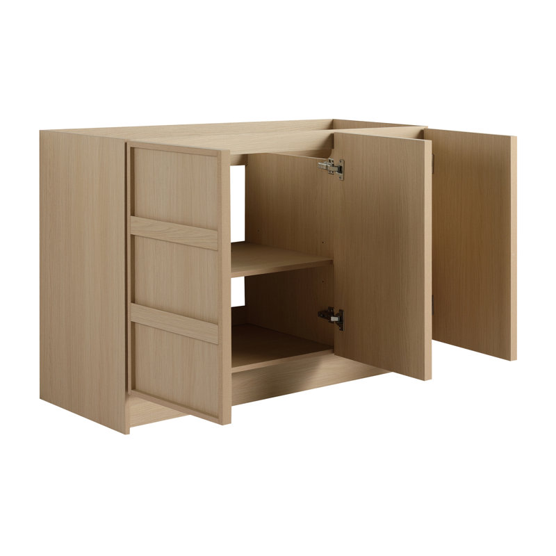 Meuble-lavabo autoportant 48 po et 3 portes d'armoire à fermeture en douceur, H 33,25 po x l 46,88 po x P 19,5 po