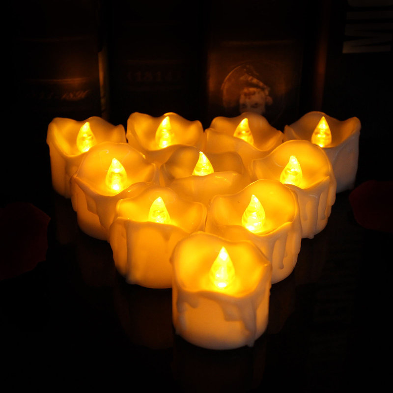 Lampe de bougie 12 lumières à DEL avec décoration de Noël électronique, A,B,C