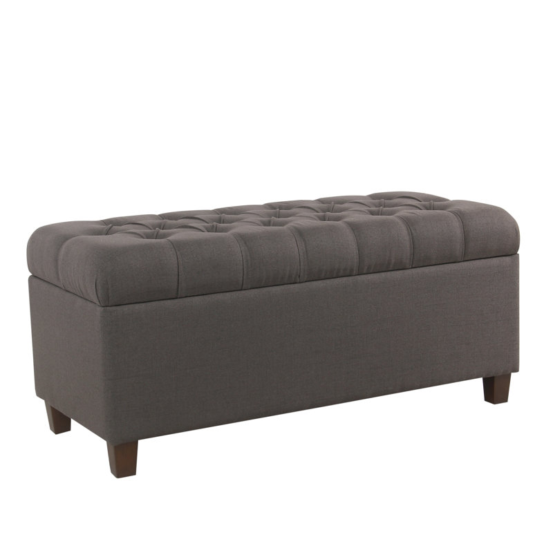 Allessandra Upholstered Storage Bench, Dark Charcoal Gray