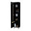 Bathroom Cabinet Black - 1 Door With 3 Broom Hangers & Storage For Neatness