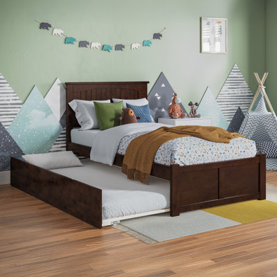 Lit plateforme en bois massif avec pied de lit et gigogne simple Nantucket