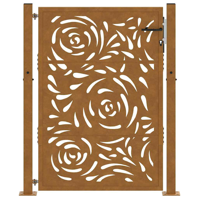  Garden Gate Steel Flame Design, Rusty, 105 x 130 cm