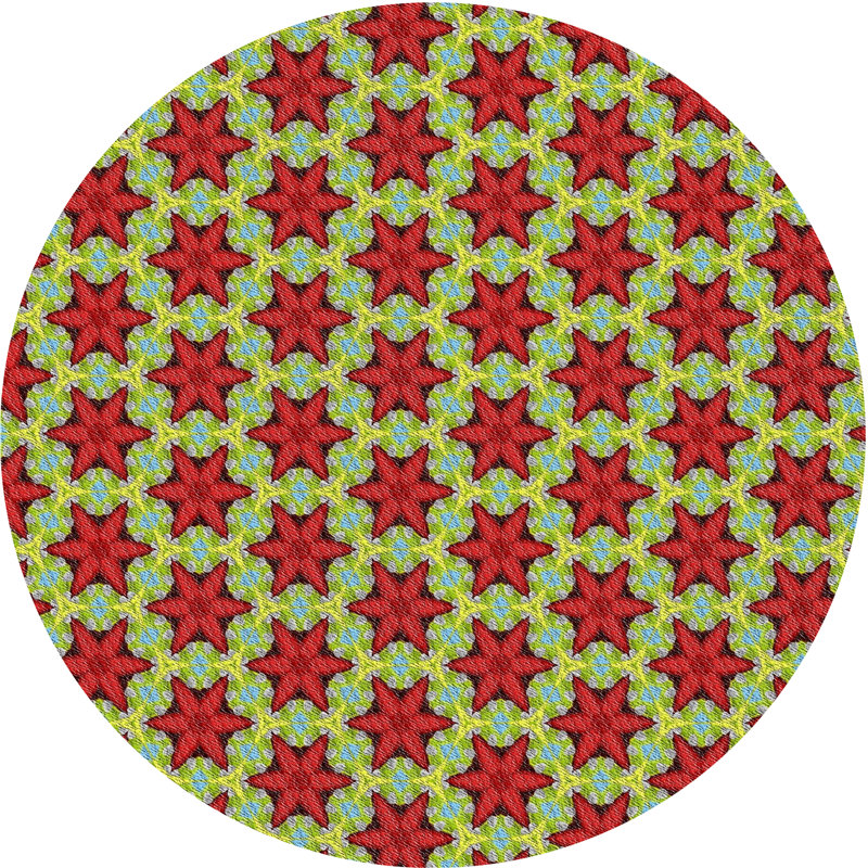 Tapis orange / vert Power Loom, Rond 3 pi