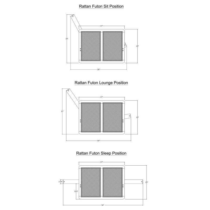 Full 77'' Wide Solid Wood Futon Frame, Mattress not Included