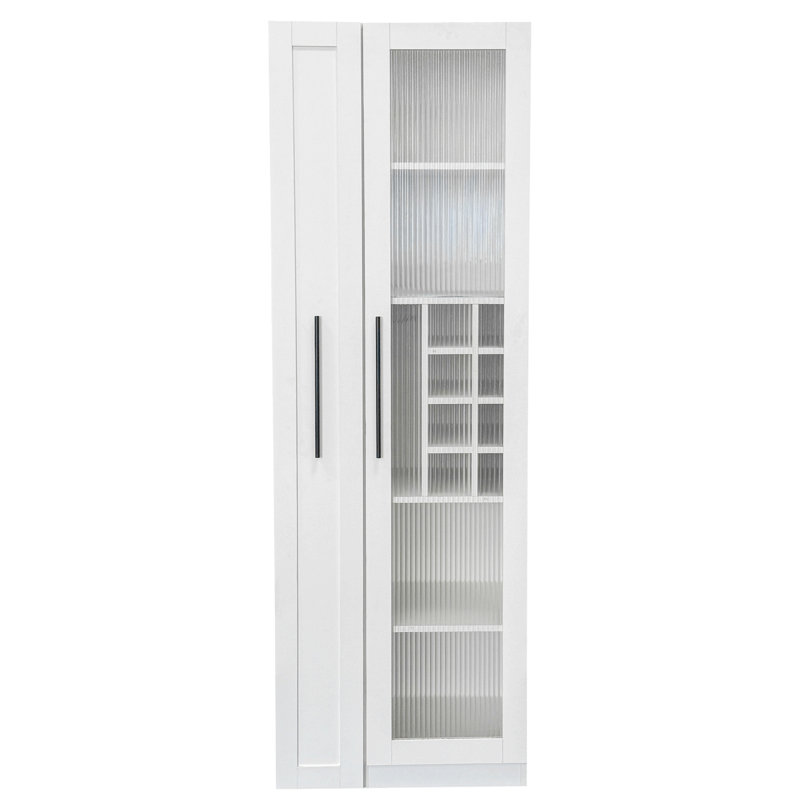 Armoire décorative avec tablette de rangement, armoire de rangement de style campagnard avec portes en verre