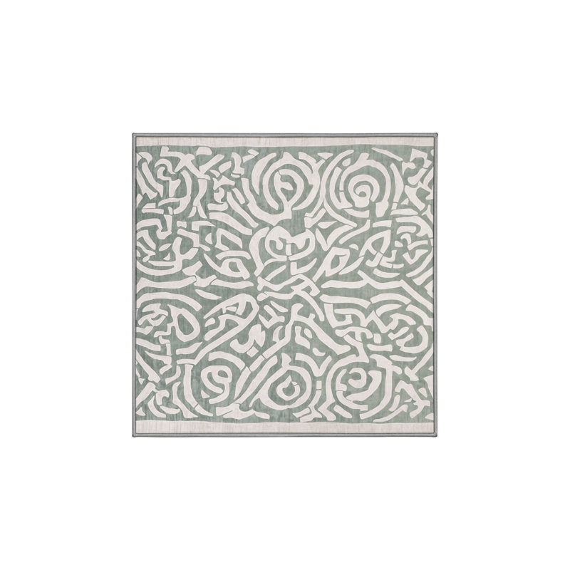 Machine Washable Gray Area Rug, Square 6'