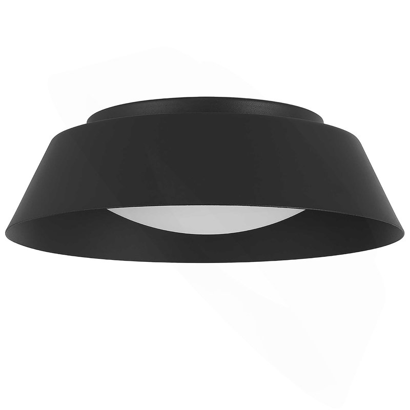 Plafonnier encastré 11 po à DEL en laiton, Noir, H 3,25 po x l 11 po x P 11 po