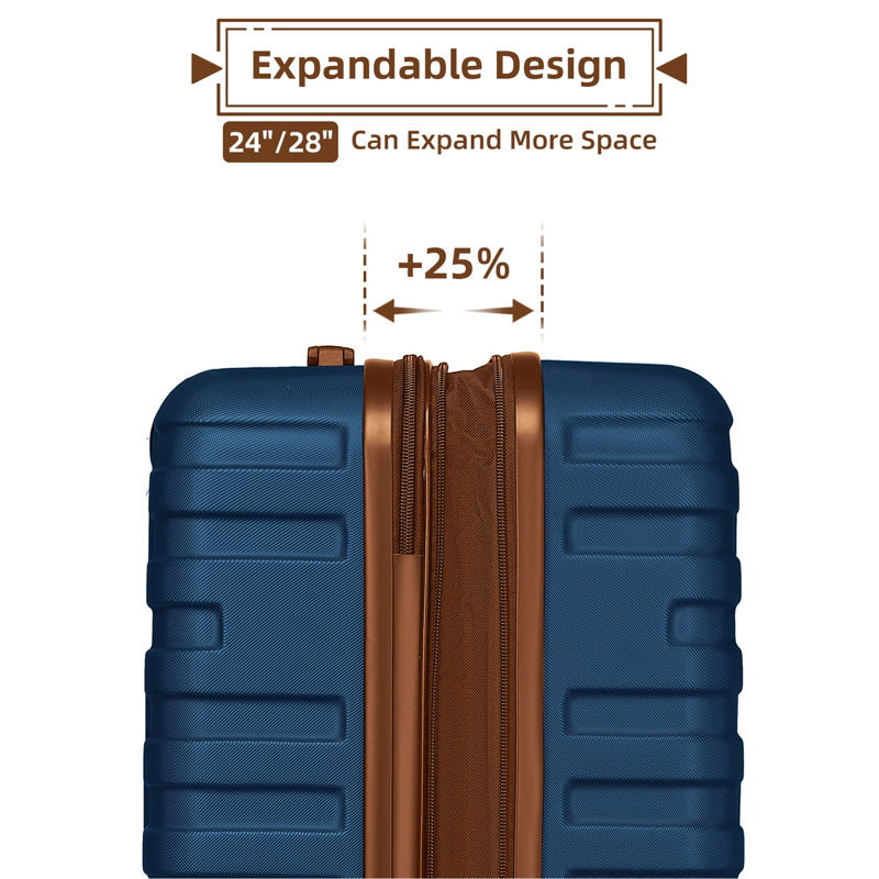 Ensembles de bagages 6 pièces avec sacs de voyage Valises extensibles avec roulettes bleu marine