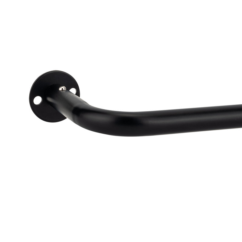 Tringle à rideaux simple réglable en acier Aalina, Noir, noir, noir, noir, H 4,5 po x l 84 po x P 0,63 po