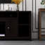 Console de foyer électrique Urban Loft 84 po, brun, jusqu'à 95 po, 5 étagères, flamme automatique, température, luminosité, effet et superbe unité 84 po, 2 portes, tablettes, luminosité réglable