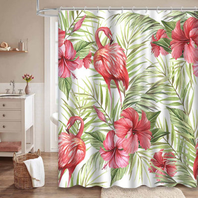 Magnifique aquarelle florale, flamants roses, fleurs tropicales, abstrait tropique avec 12 crochets