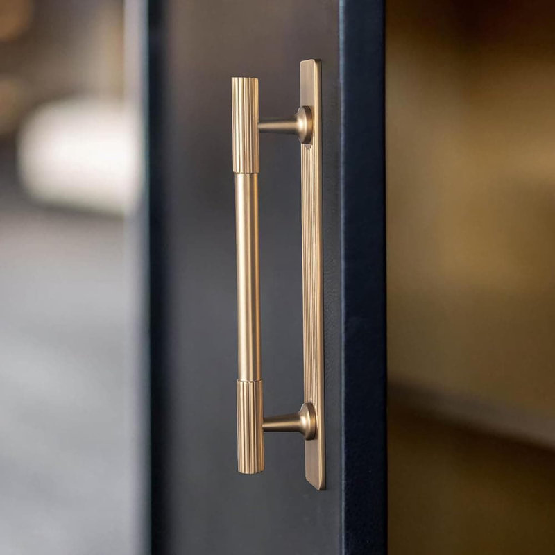 Poignées d'armoire en alliage de zinc champagne bronze avec plaque arrière, centre de trou de 5 pouces (128 mm), paquet de 2, finition vieillie pour la cuisine, la chambre à coucher et les meubles