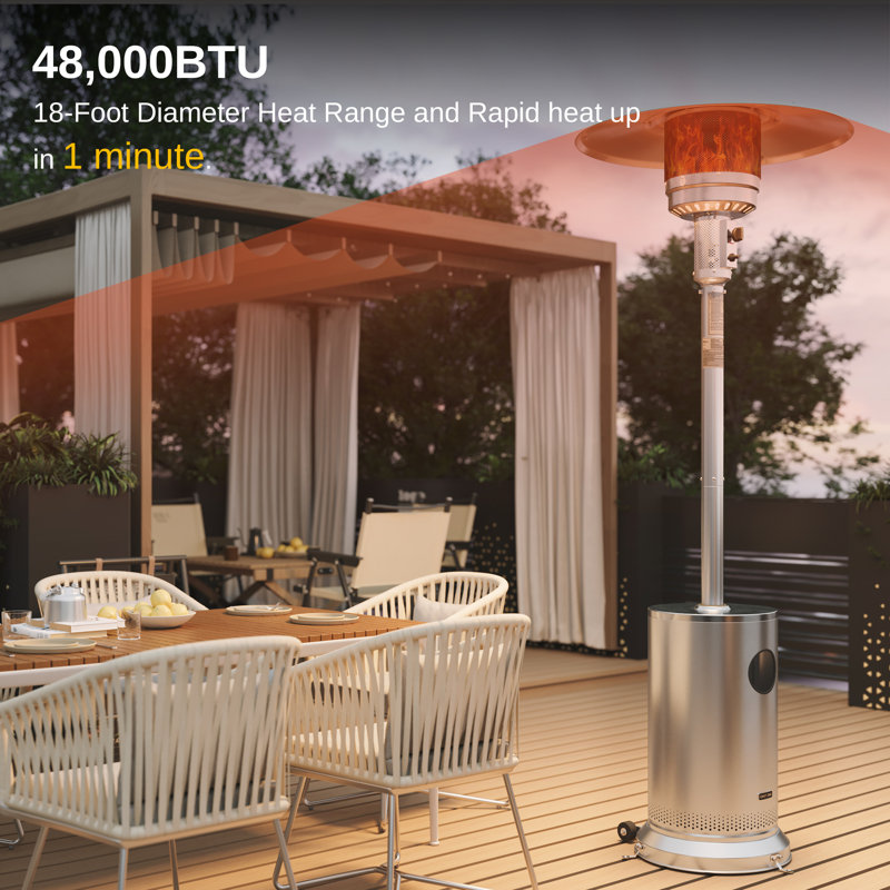 EAST OAK 48,000 BTU Patio Heater for Outdoor Use With Round Table