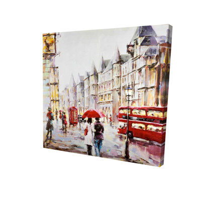 Contemporary Bedroom Canvas: European Street Rainy Day Decor