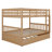 Full Over Full Rubber Wood Bunk Bed With Trundle, Convertible Ladder And Guardrail-1082016358