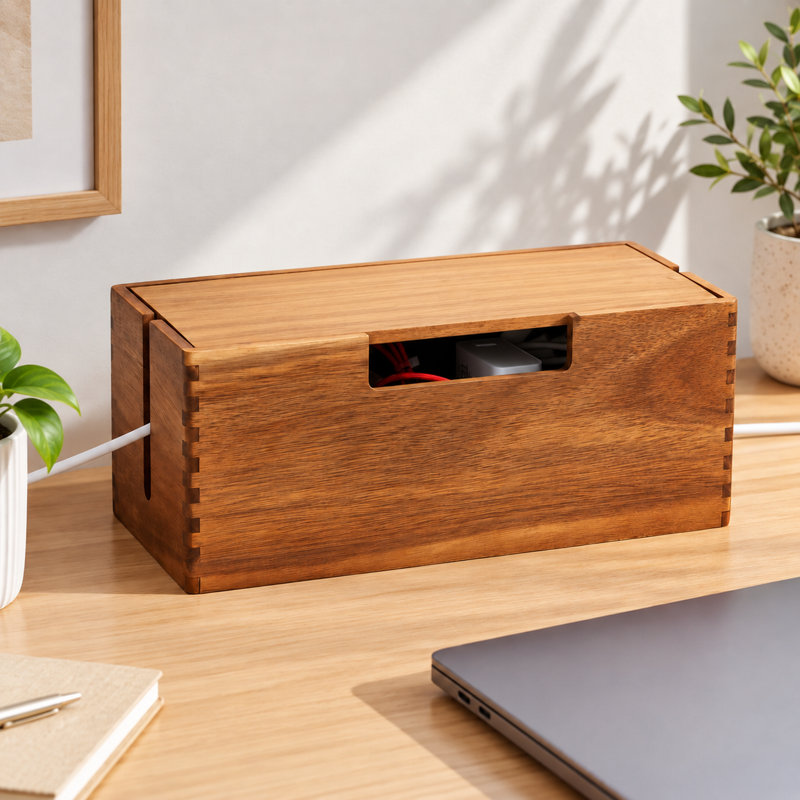 Boîte de gestion des câbles en bois