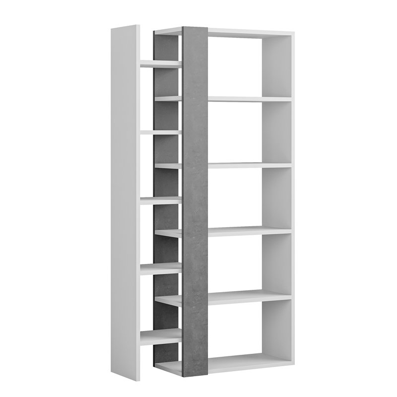 Lift Modern Bookcase Display Unit – 5-Tier Freestanding Storage – 80x29x151 cm, White/Retro Grey