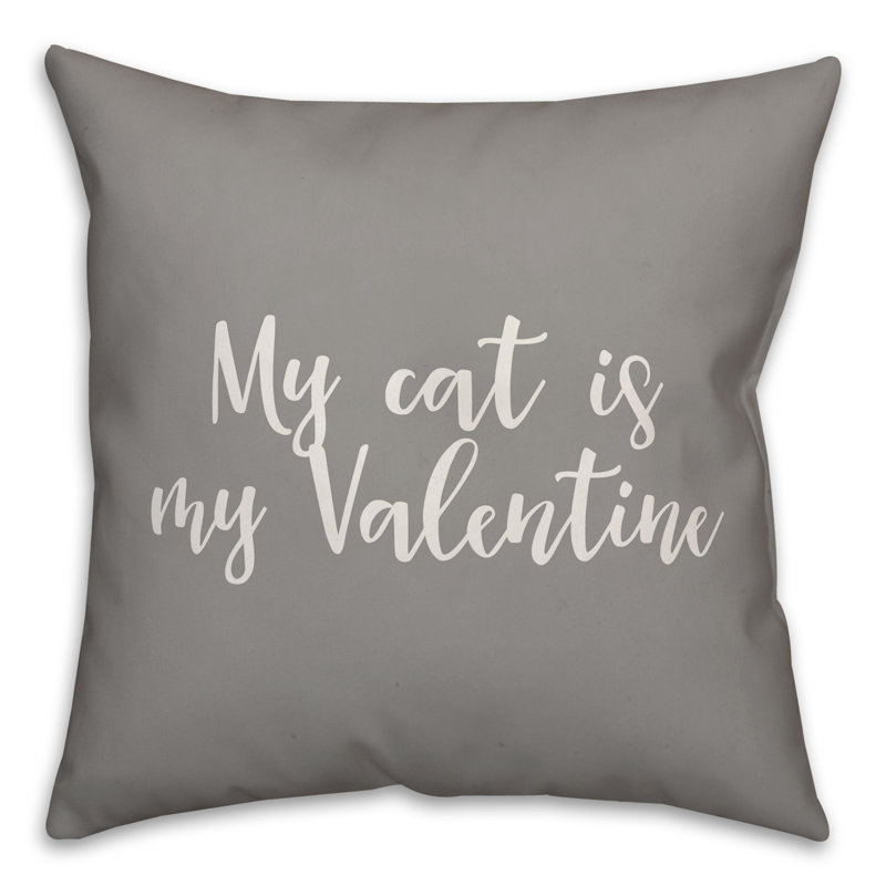  Coussin My Cat is My Valentine, Gris, Coussin et housse de coussin
