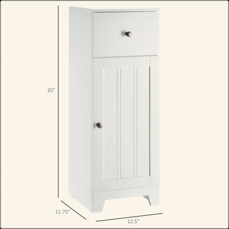 Compact Bathroom Storage Cabinet – 1 Drawer & Adjustable Shelf, Anti-Tip for Bathroom/Living Room