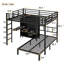 Full XL Over Twin Metal Bunk Bed With Folding Desk, Closet With LED