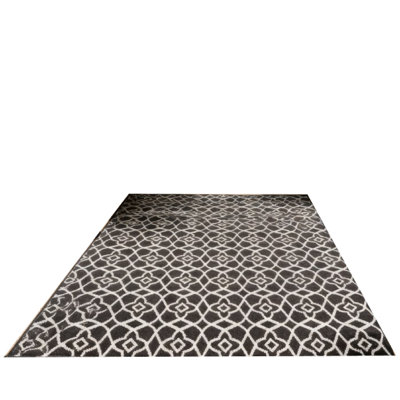 Tapis d'extérieur, motif de pique-nique marocain noir et blanc, grand 8 x 10
