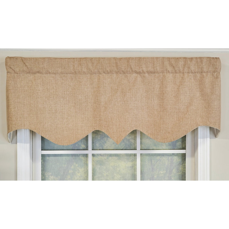 Wheat Cotton Blend Scalloped Window Valance with Rod Pocket