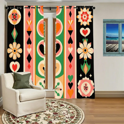 2 pièces de rideaux occultants avec œillets Boho