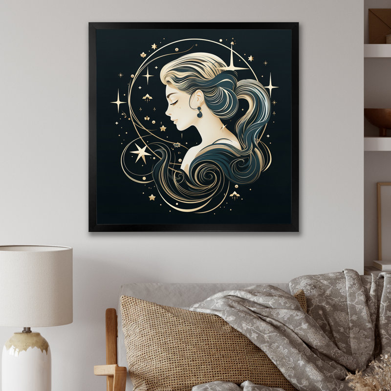 Astrologique Stargazer VI sur toile, H 36 po x l 36 po, Toile encadrée noire simple