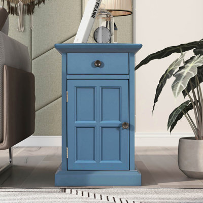 Table d'appoint Classic Vintage Livingroom avec ports USB et un tiroir multifonctionnel avec porte-gobelets