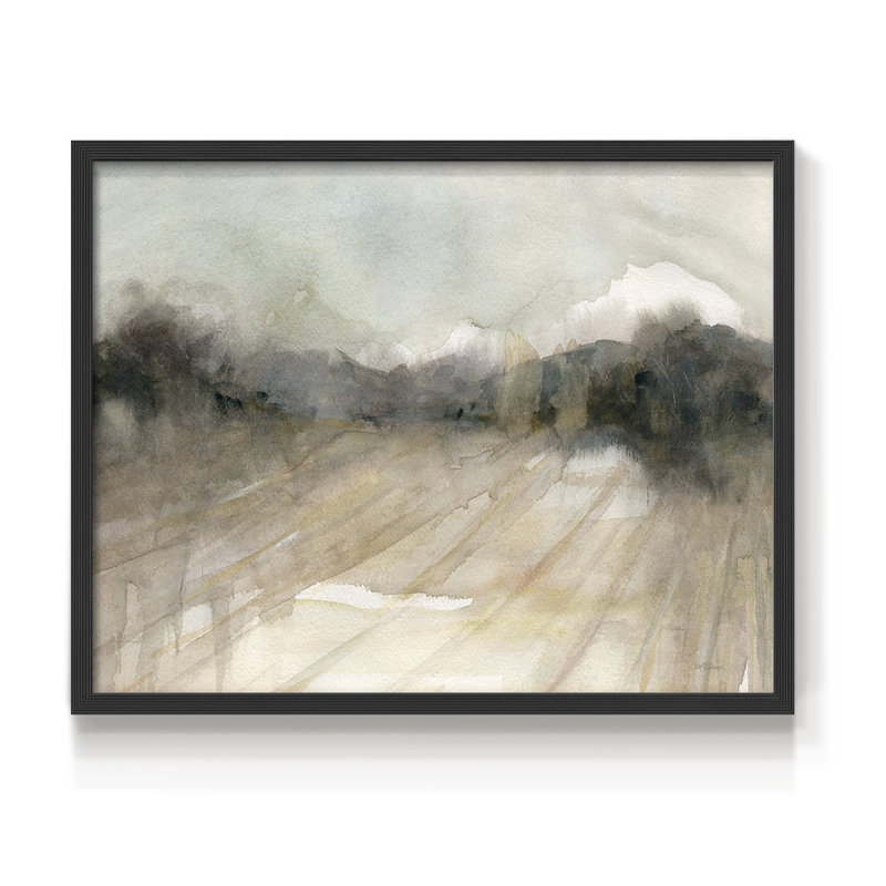 Abstract Fields -Framed Print - Restickable, 11" H x 14" W, Black