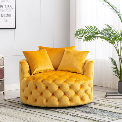 Clorice Velvet Swivel Barrel Chair