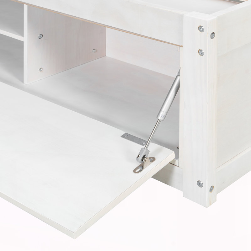 Structure de grand lit plateforme avec 4 tiroirs de rangement, Blanc