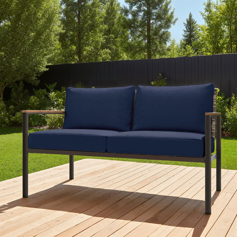 Outdoor Aluminum Loveseat, Blue