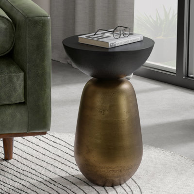 Clement 15"W Cast Aluminum Contemporary End Table with Sculptural Design, Assembled
