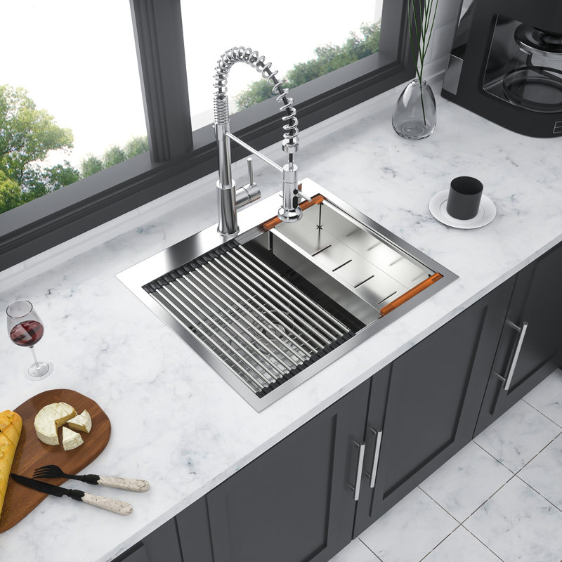 Compact Drop-In Workstation Sink - Single Bowl Configuration