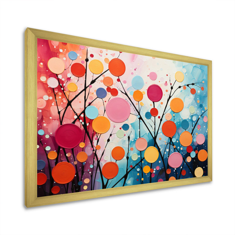 «Colorful Mid Century Abstract Fusion III», reproduction d'art sur toile, Cadre doré à une seule photo