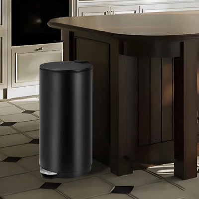 Poubelle ronde en acier inoxydable de 8 gallons (30 l) avec couvercle à fermeture douce, pédale et seau intérieur - poubelle de qualité commerciale